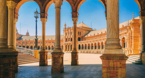 Beautiful view of the Plaza de Espana in Seville in Spain